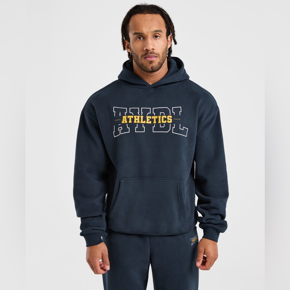 AYBL athletics oversized men’s hoodie in navy blue, size: XL